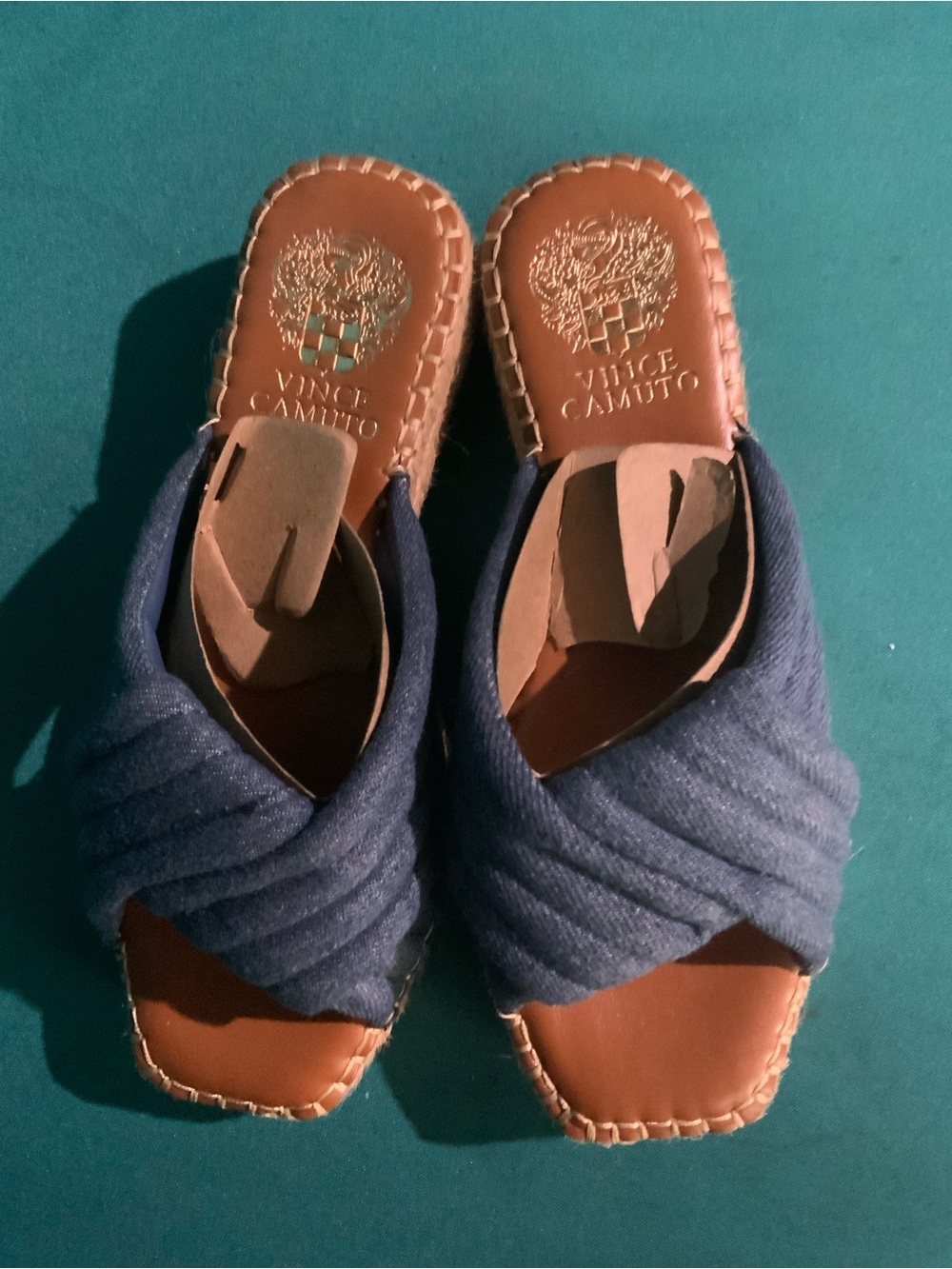 Vince Camuto ‘Melysa’ Denim Blue Crossband Slide Sandals, Size Women’s 6